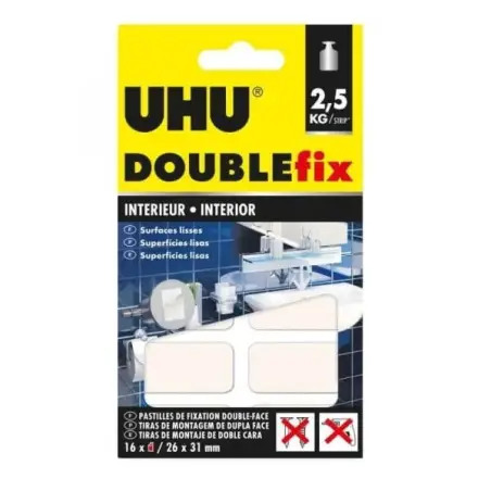 Tiras de Fita Dupla Face para Interiores 26x31mm Pack 16un Doublefix UHU UHU