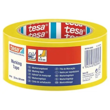 Rolo de Fita de Sinalização Adesiva Amarela 50mm x 33mt Tesa Tesa