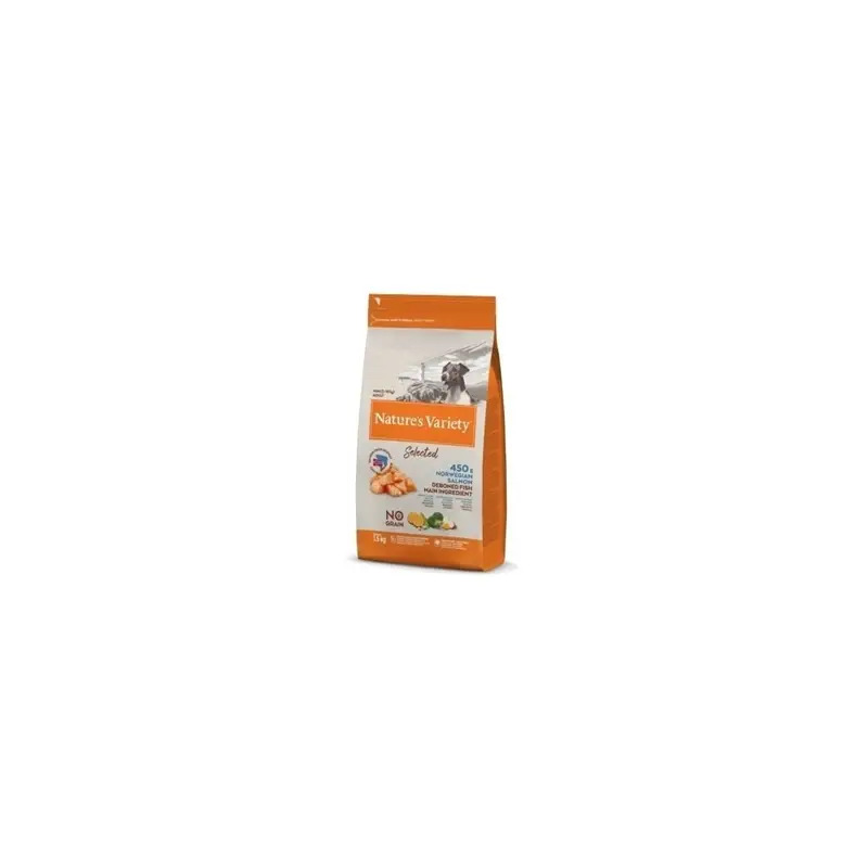 Ração Seca para Cão Selected No Grain Mini Adult de Salmão 1,5Kg Natures Variety