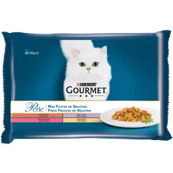 Ração Húmida para Gato Gourmet Perle Finos Pedaços em Gelatina 4x85gr Purina Purina