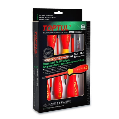 Jogo Chave VDE  Fenda+Phillips GFE-0605 Toptul - 1250380089