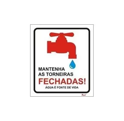 Placa Autocolante de Sinalização em PVC "Mantenha as Torneiras Fechadas!" 14x16cm Aman Aman