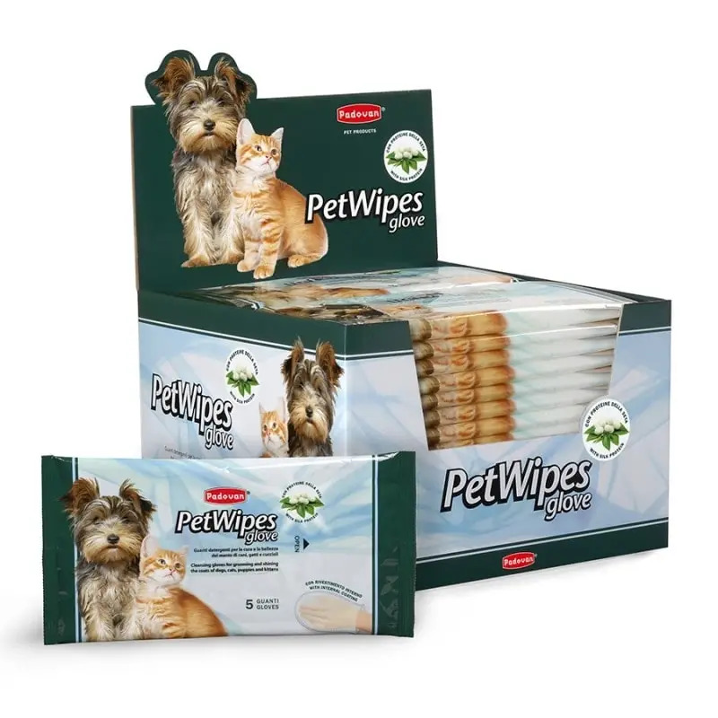 Toalhete Húmido em Luva 5un para Limpeza de Cão e Gato Padovan