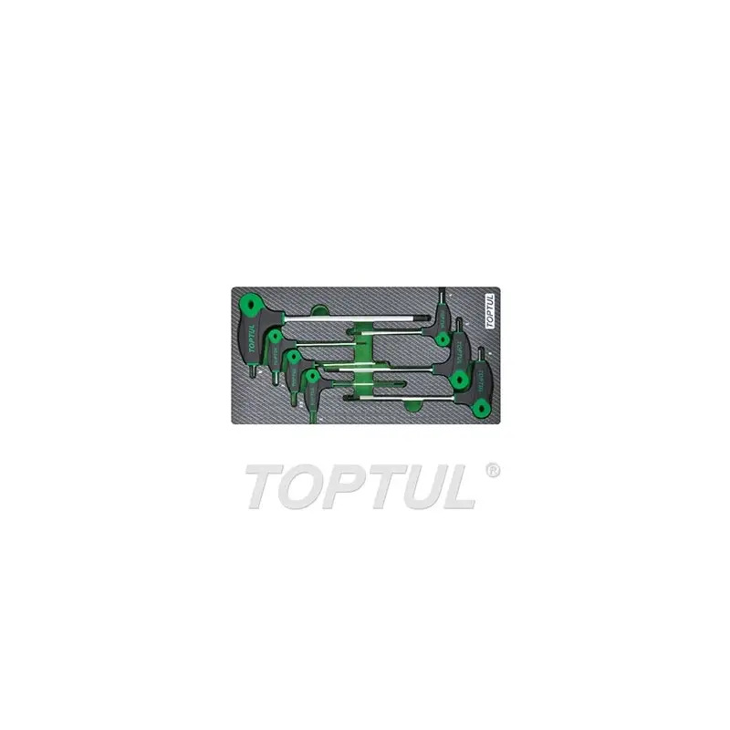 Jogo de 7 Chaves Sextavadas Longas de Ponta Esférica em Tabuleiro GEA0712 Toptul