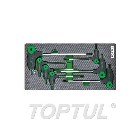 Jogo de 7 Chaves Sextavadas Longas de Ponta Esférica em Tabuleiro GEA0712 Toptul Toptul