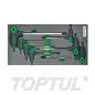 Jogo de 7 Chaves Sextavadas Longas de Ponta Esférica em Tabuleiro GEA0712 Toptul