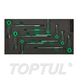 Jogo de 7 Chaves Torx Tamperproof em Tabuleiro GVA0712 Toptul Toptul