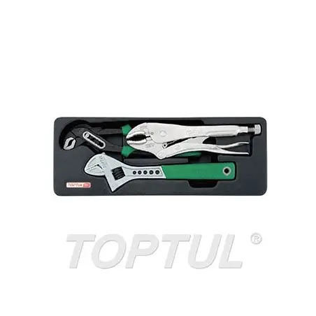 Jogo de 3 Alicates Ajustáveis em Tabuleiro GBAT0303 Toptul Toptul
