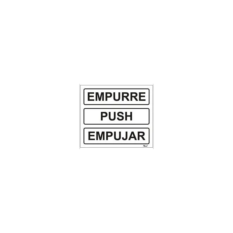 Placa Sinalizadora 10x8cm "Empurre - 3 idiomas" Valpec