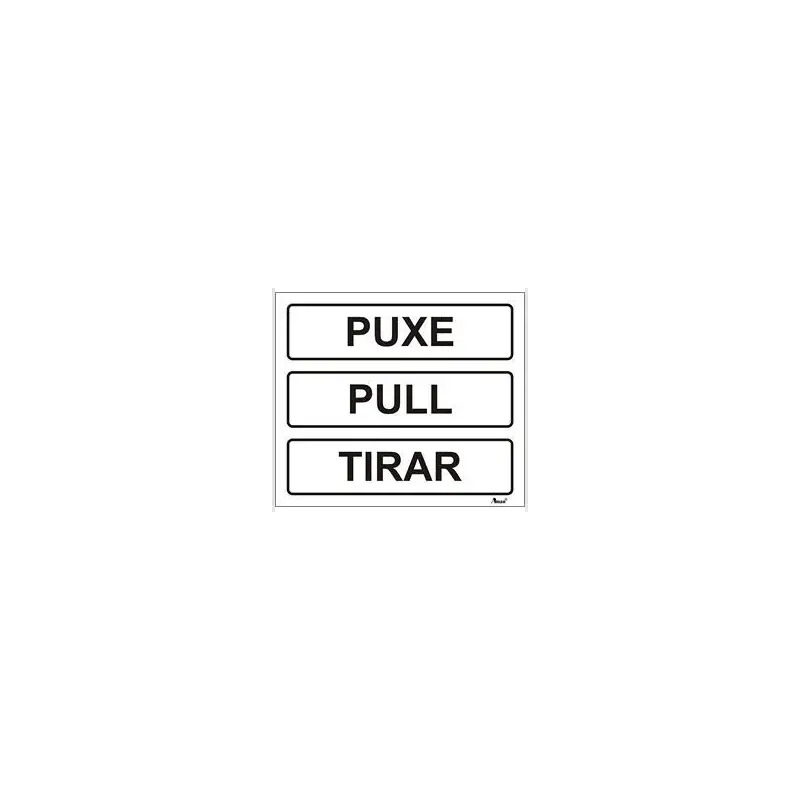 Placa Sinalizadora 10x8cm "Puxe - 3 idiomas" Valpec