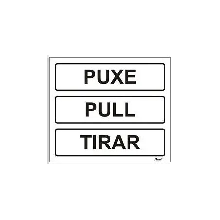 Placa Sinalizadora 10x8cm "Puxe - 3 idiomas" Valpec Valpec
