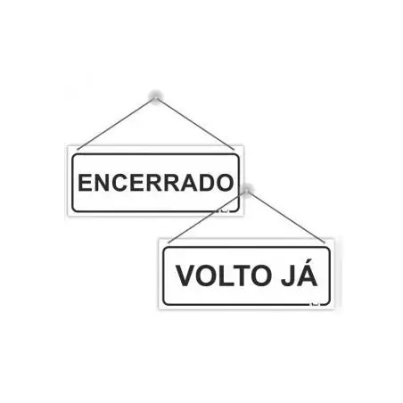 Placa Sinalizadora 18x7,5cm em PVC "Encerrado/Volto Já" Valpec Valpec