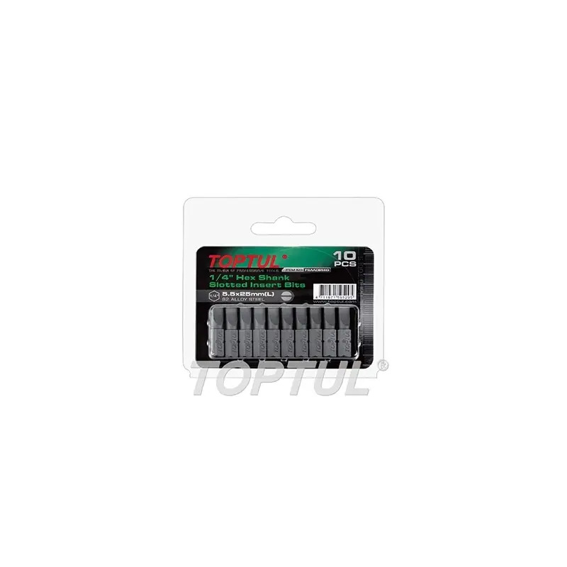 Jogo de 10 Bits de Fenda 1/4" 0,5x4x25mm FSAA0804G Toptul