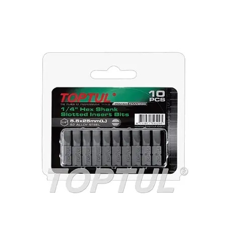 Jogo de 10 Bits de Fenda 1/4" 0,6x4x25mm FSAA084EG Toptul Toptul