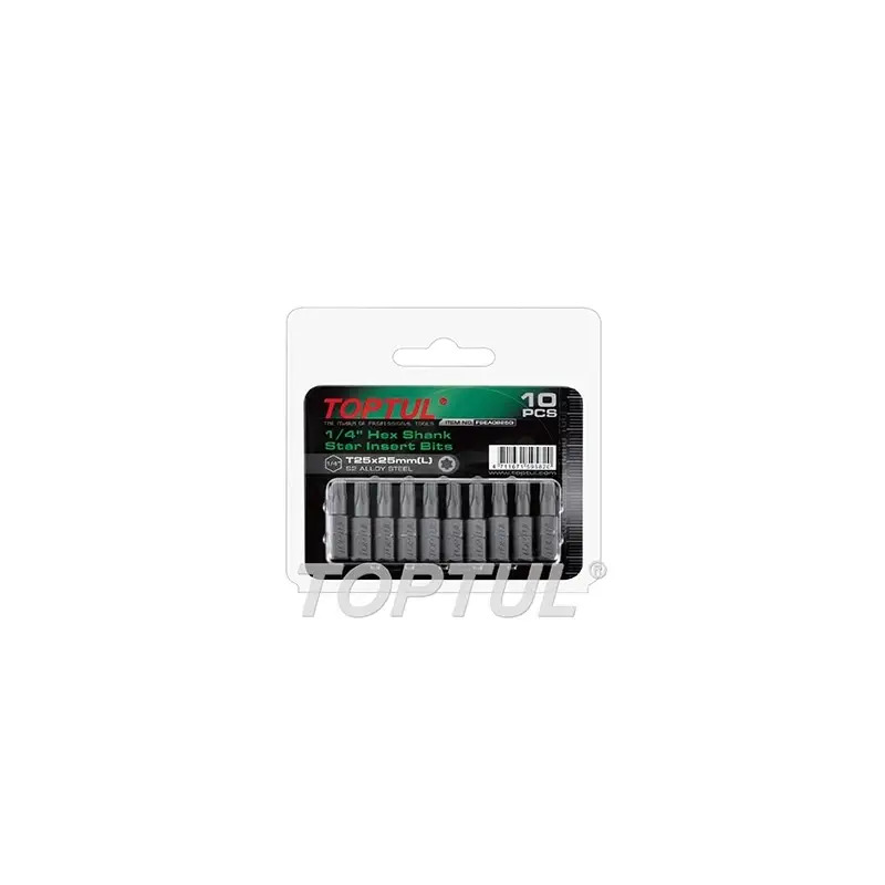 Jogo de 10 Bits Torx 1/4" T6x25mm FSEA0806G Toptul
