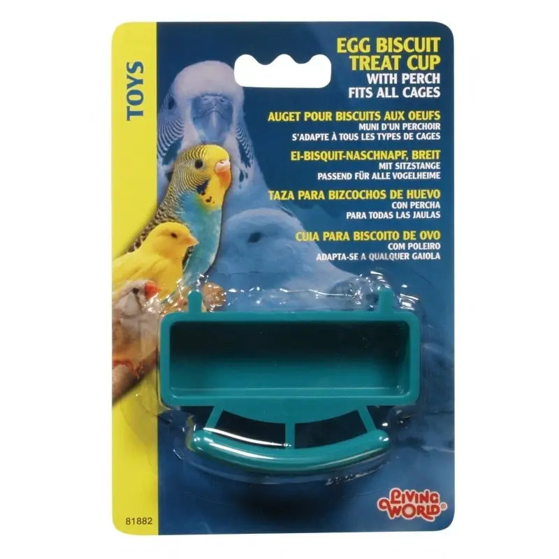 Comedouro para Biscoitos de Ovo com Poleiro para Aves Living World