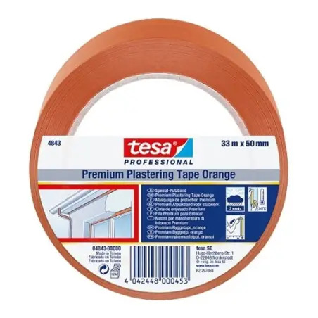 Rolo de Fita Adesiva Laranja para Reboco 50mm x 33mt 4843 Tesa Tesa