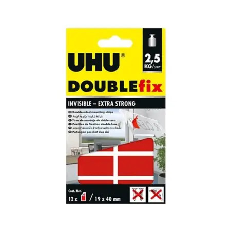 Tiras de Fita Dupla Face Invisível 19x40mm Pack 12un Doublefix UHU UHU