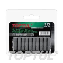 Jogo de 10 Bits Sextavos 1/4" 2,5x25mm FSDA082EG Toptul Toptul