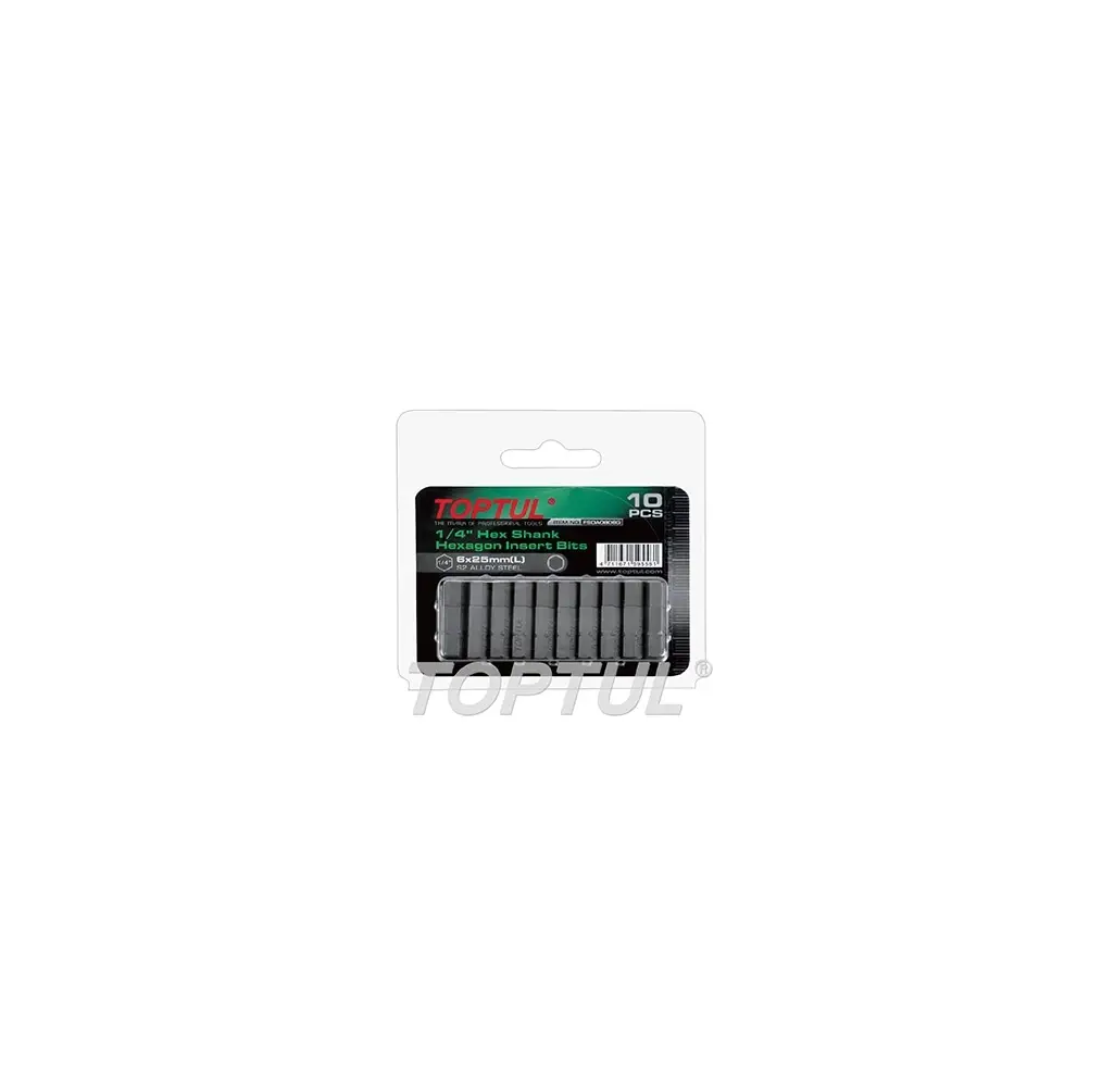 Jogo de 10 Bits Sextavos 1/4" 5x25mm FSDA0805G Toptul