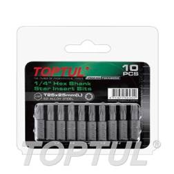 Jogo de 10 Bits Torx 1/4" T25x25mm FSEA0825G Toptul Toptul