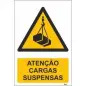 Placa em PVC 15x20cm W015 "Atenção Cargas Suspensas" Valpec