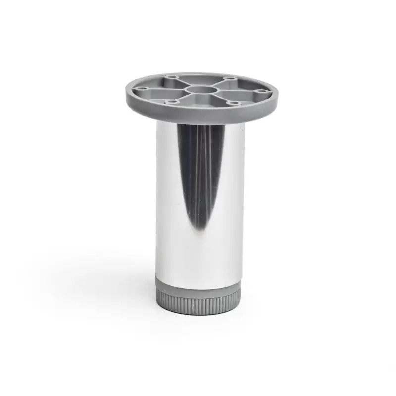 Pé Regulável Alumínio Redondo Cromado Brilhante 40mm Rei