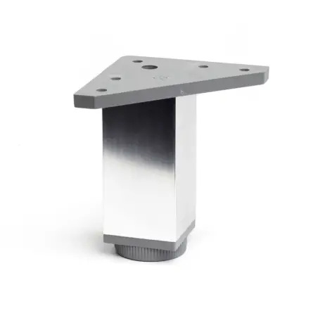 Pé Regulável Alumínio Quadrado Cromado Brilhante 40x40mm Rei Rei