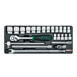 Jogo de Chaves de Caixa 1/2" 24 Peças GCAT2402 Toptul Toptul
