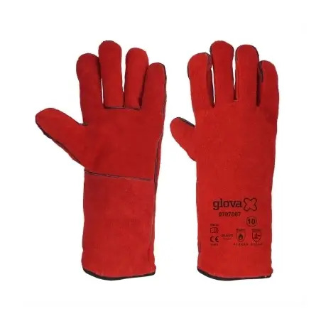 Luva de Soldador Anti-Calor Vermelha 35cm Glova Glova