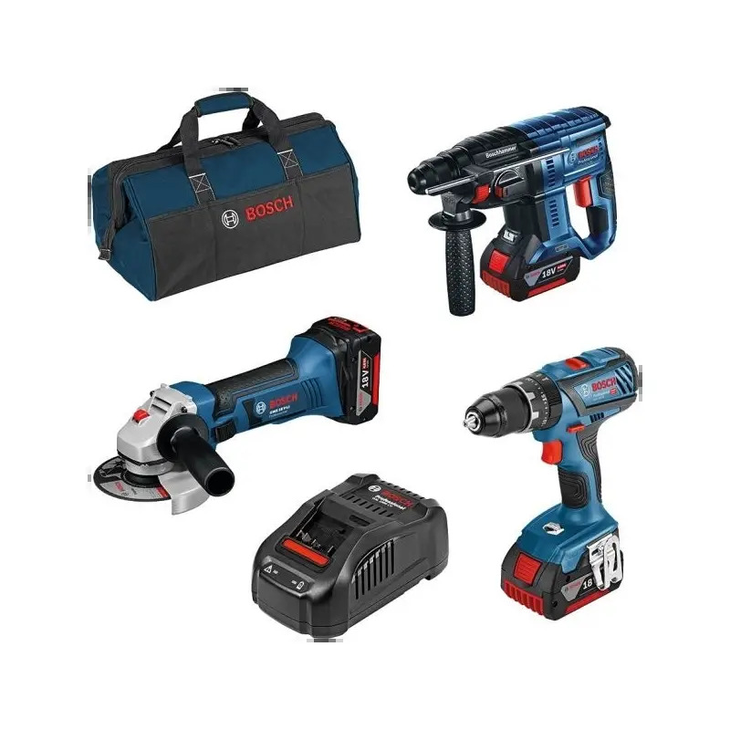 Kit GSB+GBH+GWS 18V+3 Baterias 4,0Ah + Carregador 0615990M0U Bosch Kit GSB+GBH+GWS 18V+3 Baterias 4,0Ah + Carregador 0615990M0U Bosch