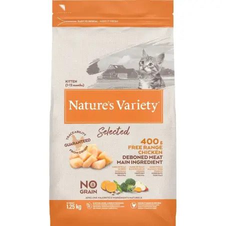 Ração Seca para Gato Júnior Selected Frango do Campo 1,25kg Natures Variety Natures Variety