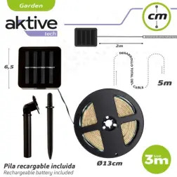Tiras Led Solares Autoadesivas 4mt para Jardim 61543 Aktive Aktive