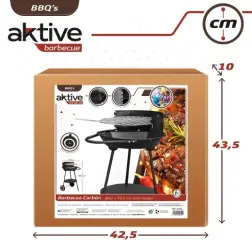 Barbecue Metálico Redondo com 2 Rodas 42x76,5cm 52802 Aktive Aktive