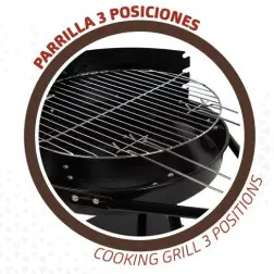 Barbecue Metálico Redondo com 2 Rodas 42x76,5cm 52802 Aktive Aktive
