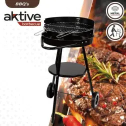 Barbecue Metálico Redondo com 2 Rodas 42x76,5cm 52802 Aktive Aktive