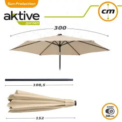 Guarda-Sol 300cm com Estrutura em Alumínio e Luzes Led 61058 Aktive Aktive
