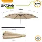 Guarda-Sol 300cm com Estrutura em Alumínio e Luzes Led 61058 Aktive Guarda-Sol 300cm com Estrutura em Alumínio e Luzes Led 61058 Aktive