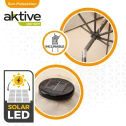 Guarda-Sol 300cm com Estrutura em Alumínio e Luzes Led 61058 Aktive Aktive