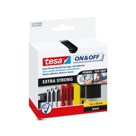Fita Extra Strong Fixação Velcro Preto 1mt x 50mm Tesa Tesa