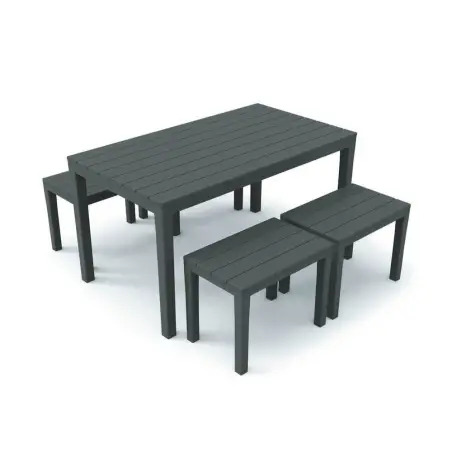 Conjunto Samoa Mesa Sumatra e 4 Bancos Antracite 09061 Ipae Ipae