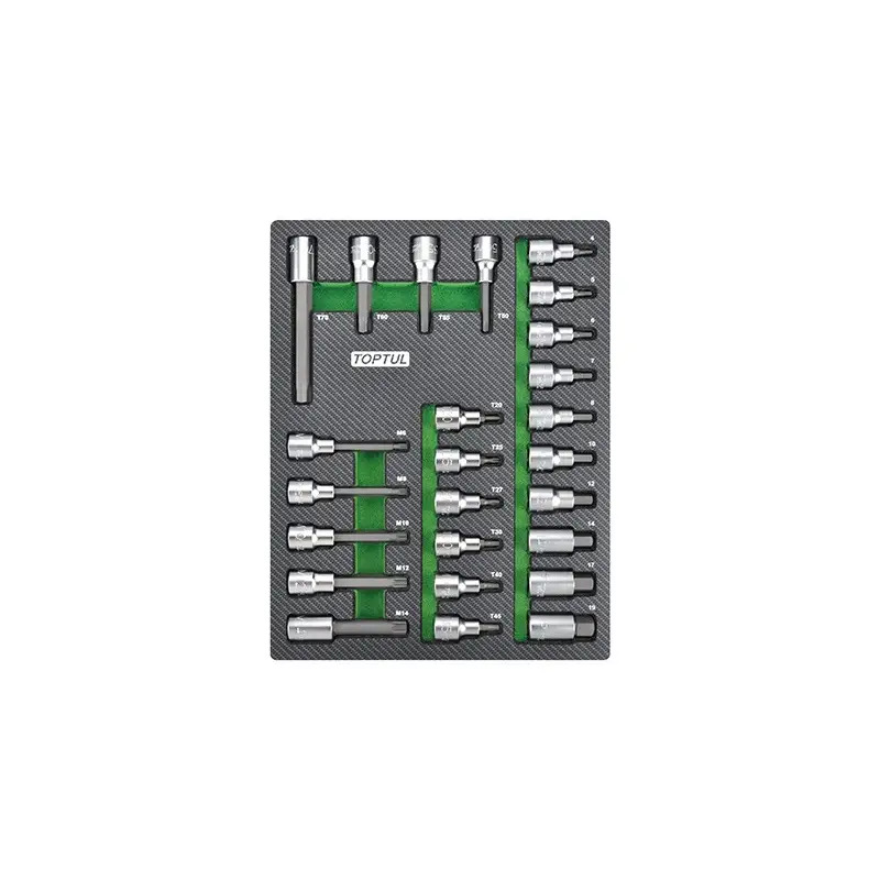 Jogo de 25 Chaves de Caixa Bits 1/2" em Tabuleiro GEB2501 Toptul