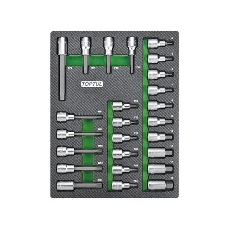 Jogo de 25 Chaves de Caixa Bits 1/2" em Tabuleiro GEB2501 Toptul Toptul