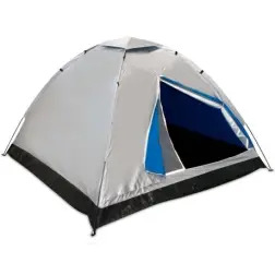 Tenda de Campismo em Poliéster para 4 Pessoas 205x205x130cm Cinza 52687 Aktive Aktive