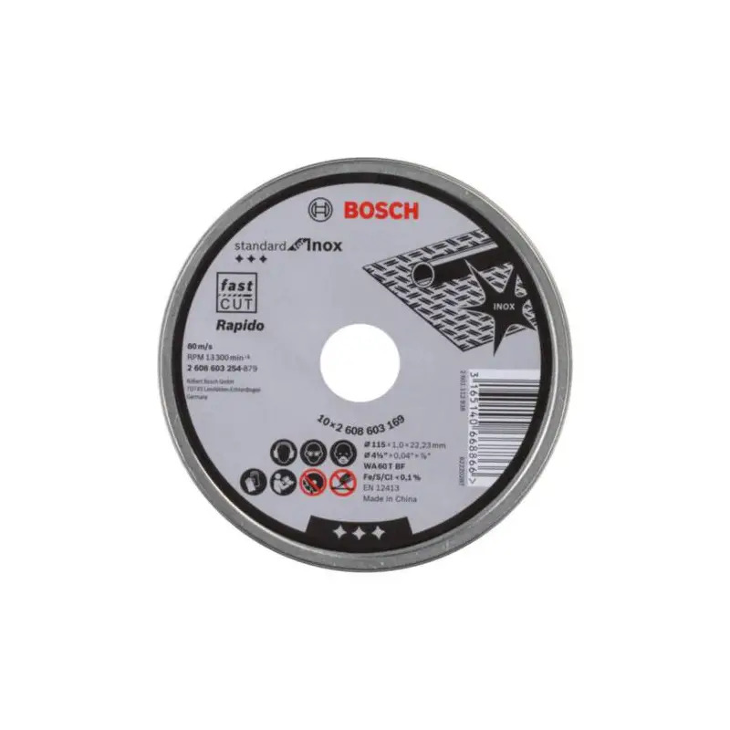 Lata 10 discos Standard Inox: 115X1mm 2608603254 Bosch Lata 10 discos Standard Inox: 115X1mm 2608603254 Bosch