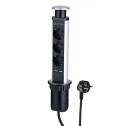 Bloco Vertical de 3 Tomadas para Secretária + 2 Saídas USB 2mt Electraline Electraline