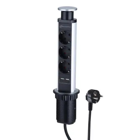 Bloco Vertical de 3 Tomadas para Secretária + 2 Saídas USB 2mt Electraline Electraline