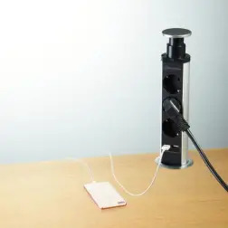 Bloco Vertical de 3 Tomadas para Secretária + 2 Saídas USB 2mt Electraline Electraline