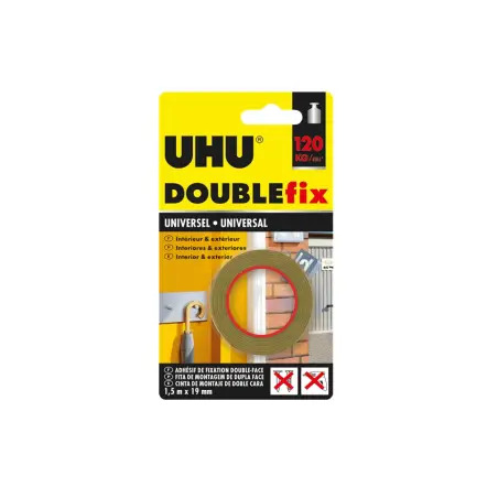 Rolo de Fita Dupla Face para Interiores e Exteriores 1,5mtx19mm Doublefix UHU UHU