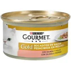 Gourmet Gold Pedacinhos em Molho Salmão e Frango para Gato 85gr Purina Purina